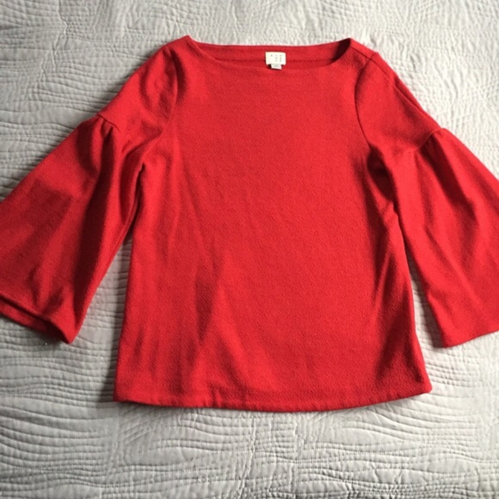 Red Bell Sleeve top